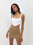 Mini skirt Textured material Slit at side