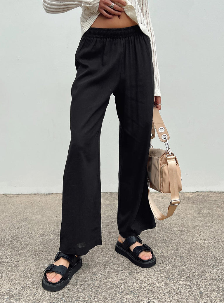 Louis Linen Blend Pants Black Lower Impact