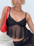 Mesh crop top Adjustable shoulder straps, v-neckline, pace trim, pleats under bust Good stretch, lined bust