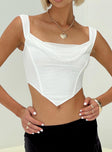 Crop top Fixed shoulder straps, square neckline, pointed hem, inviisble zip fastening at side