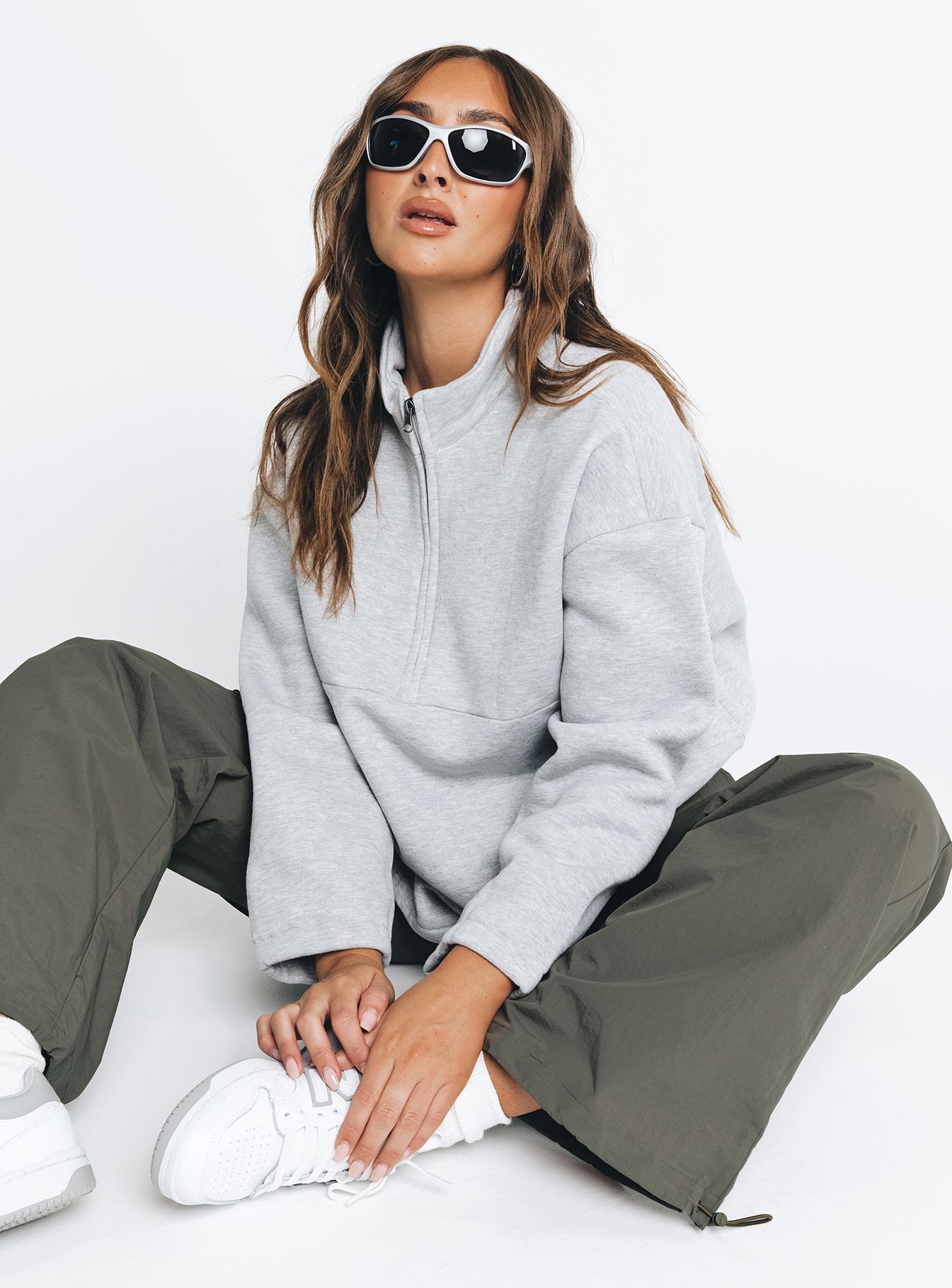 Half zip store grey sweater