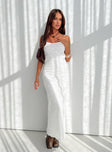 Maxi Dress Broderie material, adjustable shoulder straps, invisible zip fastening at side Non-stretch, fully lined