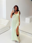 Maxi dress Fixed shoulder straps V neckline Invisible zip fastening at back High leg slit 