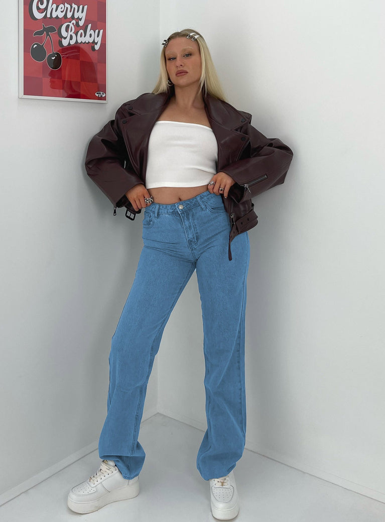 Princess Polly Mid Rise  Hewie Mom Jeans Denim