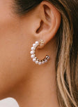 Earrings Princess Polly Exclusive 50% zinc alloy 50% acrylic Stud fastening  Hoop look  Pearl detail 