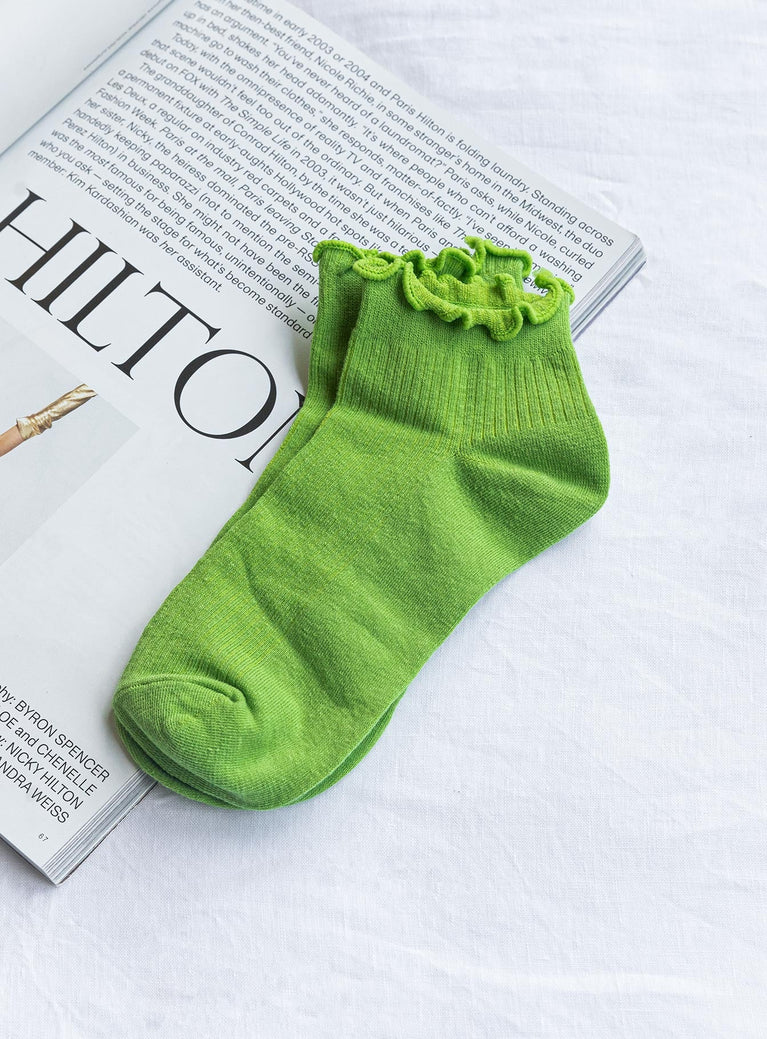 Ribbed Ruffle Socks Matcha