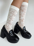 Socks Knee high Sheer design Floral print