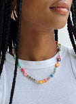 Beaded necklace Alternating beads Multiple colours Lobster clasp fastening Adjustable length