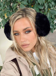 Ear muffs  100% polyester Faux leather material  Oversized earpieces  Wired headpiece 