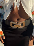 Waist belt Faux leather & elastic material Gold-toned buckle fastening Good stretch