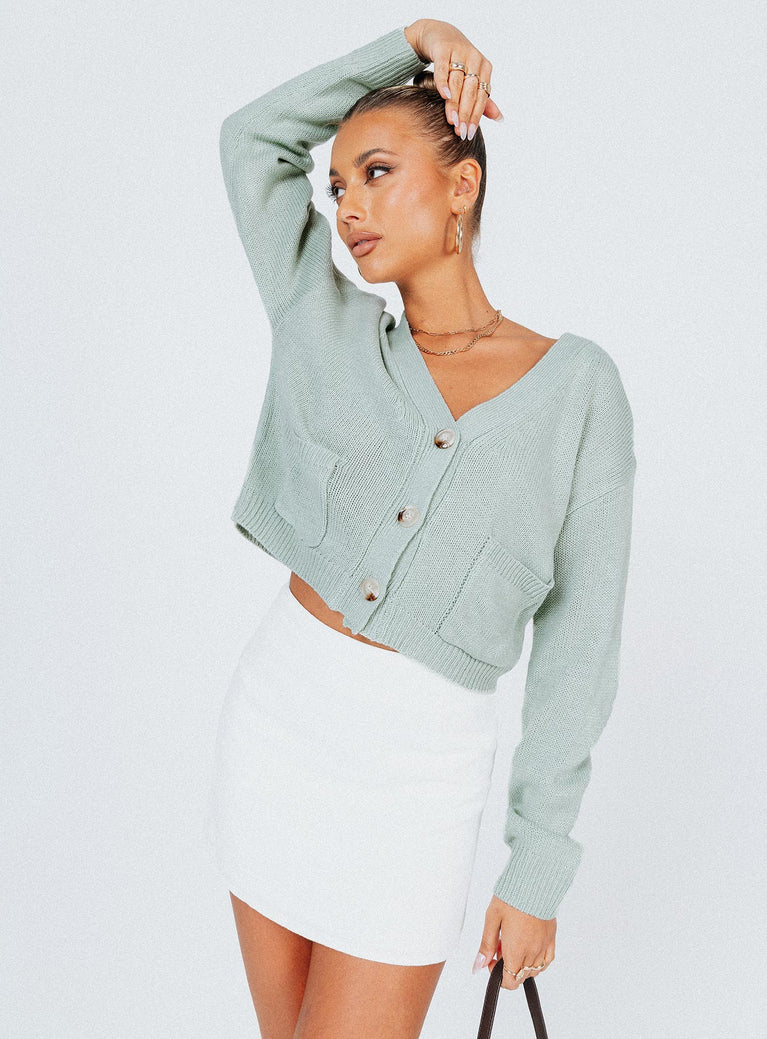 Jen Cardigan Green Princess Polly  Cropped 