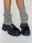 Grey leg warmers Soft knit material  Below the knee length  Good stretch 