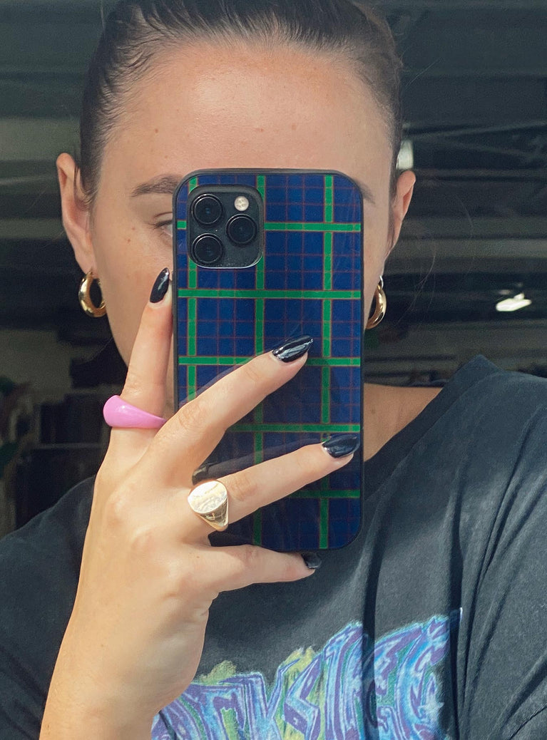 iPhone case Hard plastic back  Plaid print  Rubber edges 