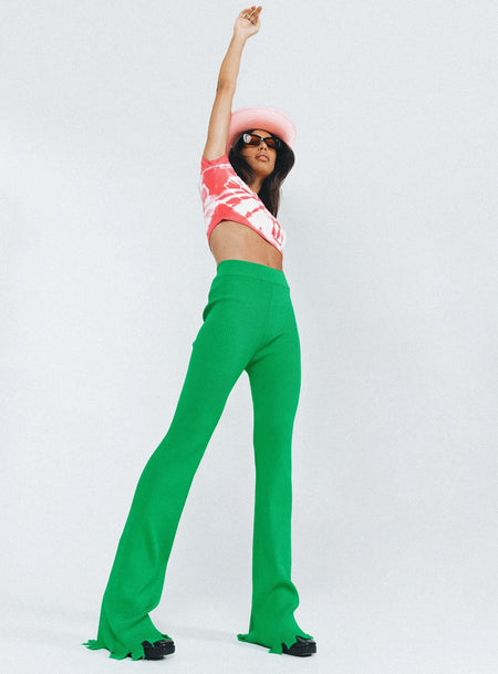 Mid Way Laced Flare Pants Green
