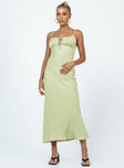 Maxi dress Elasticated shoulder straps Gathered bust Tie fastening at front Invisible zip fastening at side