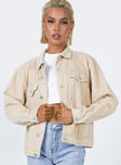 Western Cord Jacket Light Beige Silver Buttons