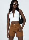 Giovana Denim Shorts Brown