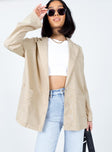 Oversized blazer Lapel collar  Button front fastening  Twin hip pockets  Non-stretch