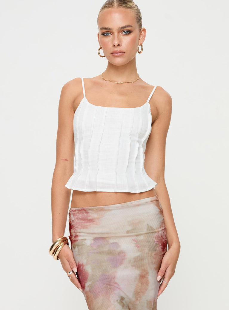 White top Top Adjustable straps, pleated detail, invisible zip fastening