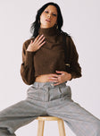 Zahara Cropped Turtleneck Jumper Brown