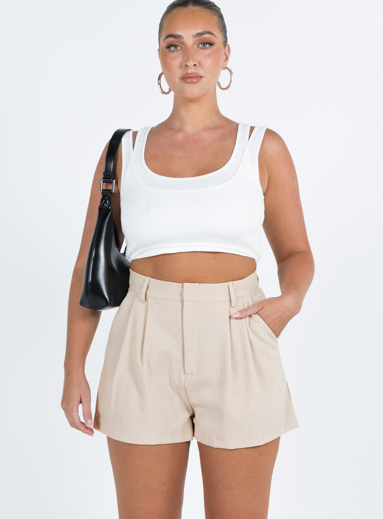 Seize The Day Shorts Beige Princess Polly high-rise 