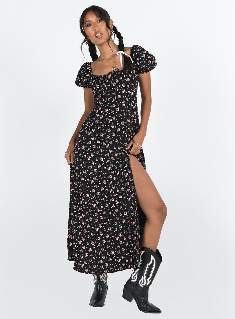 Hauser Maxi Dress Black Floral