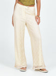 Pants Knit material High rise Zip and button fastening  Elasticated waistband at back Wide leg 