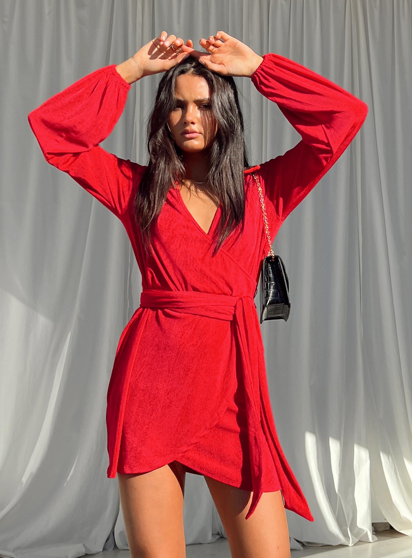 Red wrap hot sale dress mini