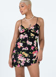 Emilee Mini Dress Black Floral