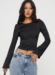 Long sleeve top Slim fitting, high neckline, invisible zip fastening at side, low back Non-stretch, unlined