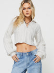 Quiet Night Cable Knit Sweater Cream Princess Polly  Cropped 