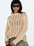 Beige sweater Crochet material Good stretch