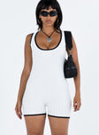 Romper Ribbed material Scooped neckline Good stretch Unlined 