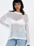 White Jumper Crochet material Drop shoulder  Good stretch