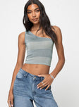 Sparkly one shoulder top  Good stretch, unlined 