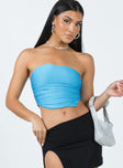 Tube top Ruched sides Inner silicone strip at bust Side splits