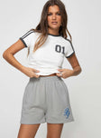 Track shorts, high rise, printed graphic Elasticated waistband, twin hip pockets