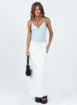 Maxi skirt Invisible zip fastening at back  Drawstring at waist Cargo style leg pockets Slit at back