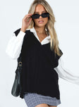 Antonia Sweater Vest Black Princess Polly  long 