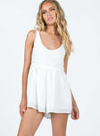 Romper Adjustable tie shoulder straps Scooped neckline Invisible zip fastening at side Twin hip pockets