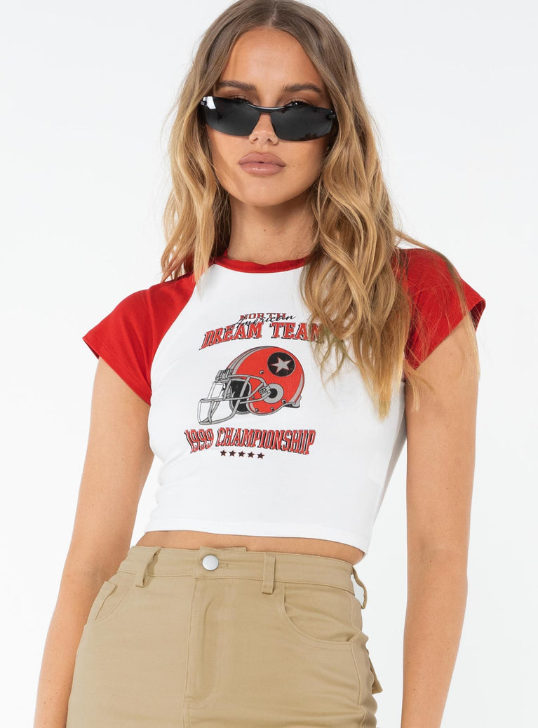 Graphic crop tee Cap sleeve