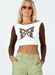 Soar Long Sleeve Top White / Brown