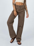 Princess Polly Mid Rise  Motel Parallel Jeans Rich Brown