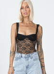 Bodysuit  Slim fitting  Main: 90% nylon 10% elastane Lining 90% polyester 10% elastane Sheer lace material  Adjustable shoulder straps  Wired cups  High cut leg  Cheeky cut bottom  Press clip fastening at base 