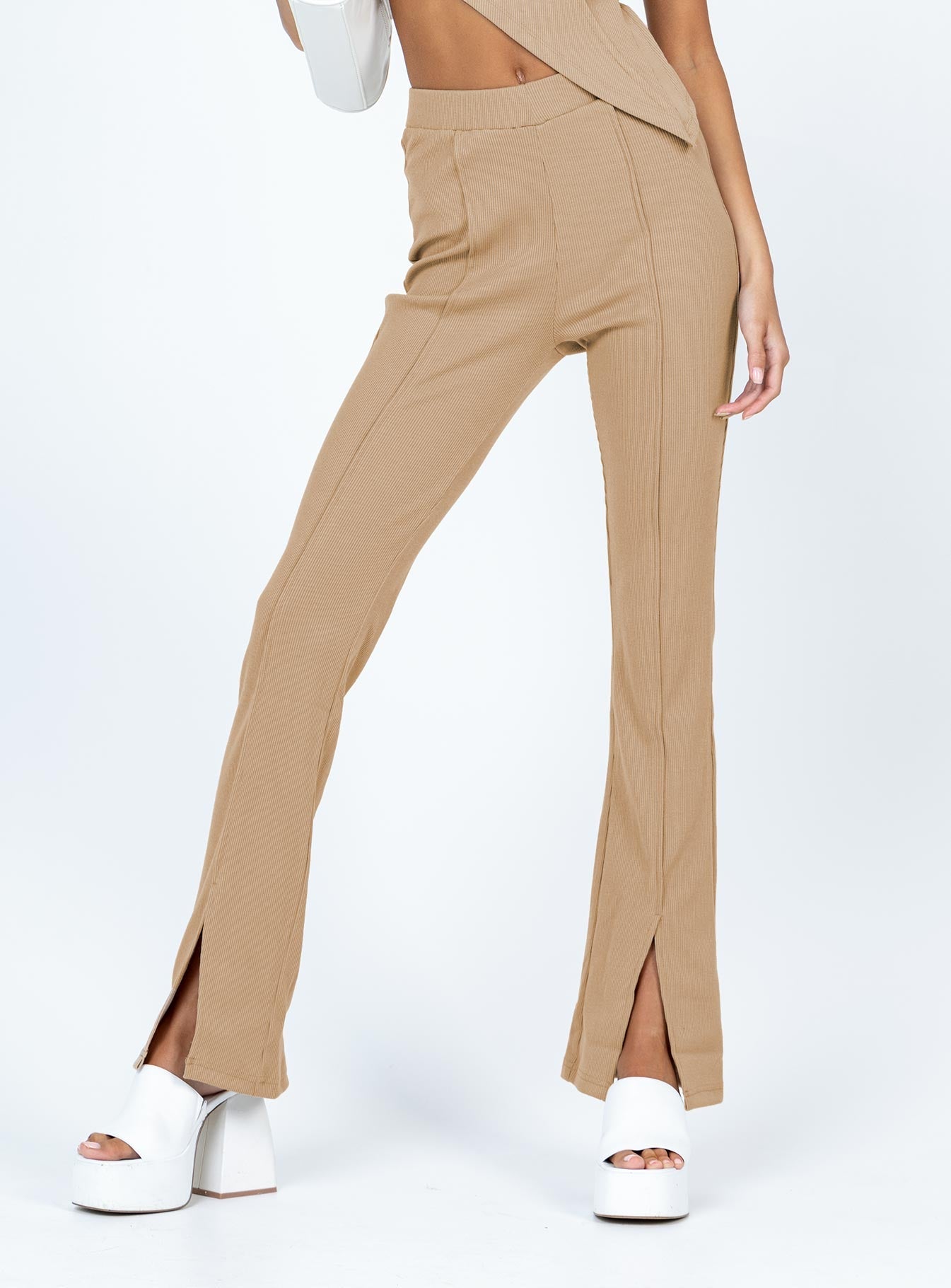 Fayth Ribbed Pants Brown