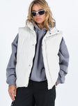 Puffer vest High neck Front zip and press button fastening Twin hip pockets