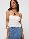 Strapless lace top Elasticated band at bust, pinched detail Good stretch, lined bust