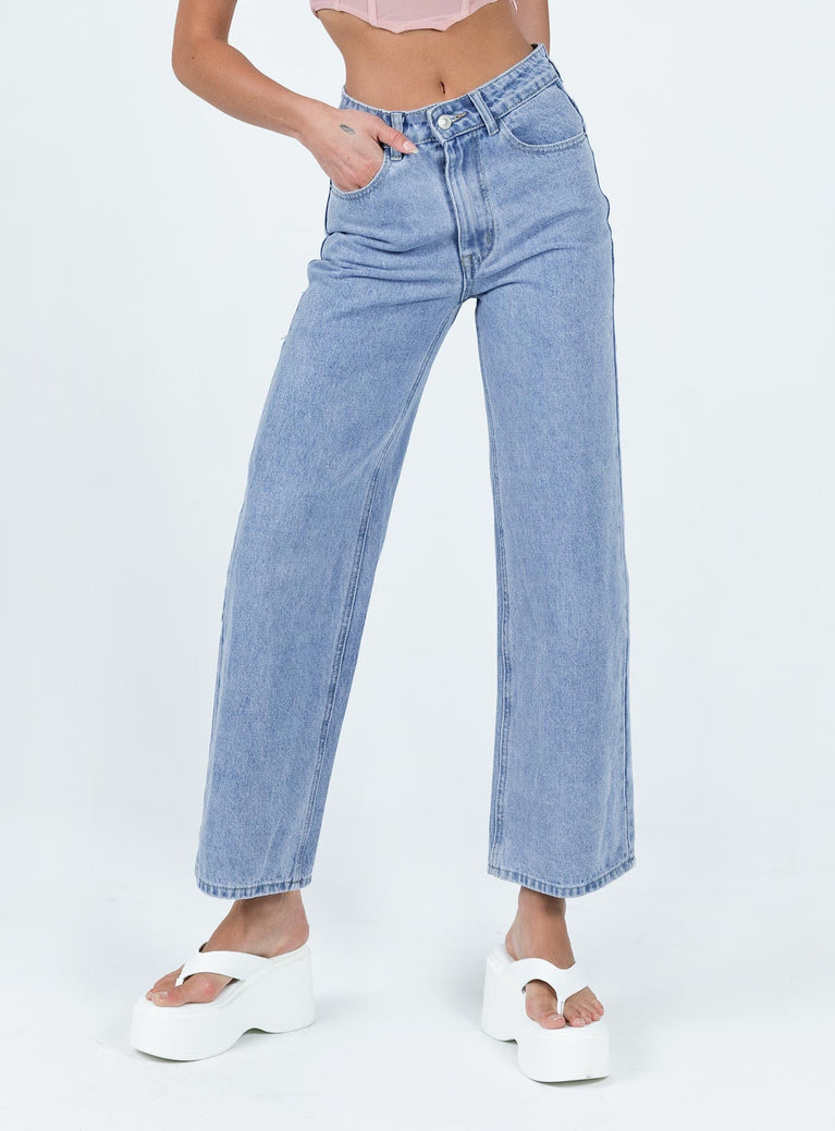 ASOS DESIGN boyfriend jeans in mid wash with lace hem, ASOS