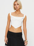 Crop top Fixed shoulder straps, square neckline, pointed hem, inviisble zip fastening at side