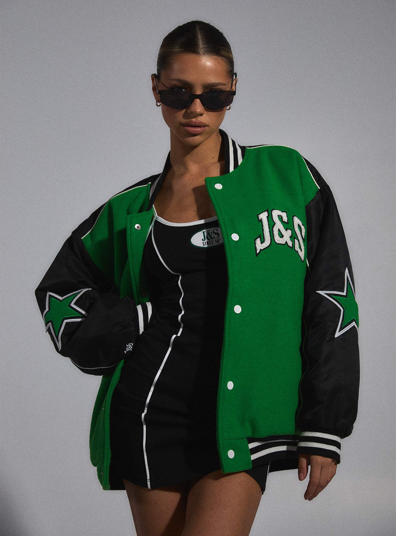 Green and black 2025 letterman jacket